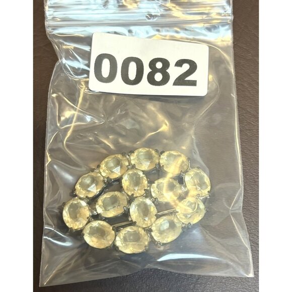 Vintage Open Back Prong Set Large Crystal Rhinestone Pot Metal Brooch Pin - Picture 8 of 8